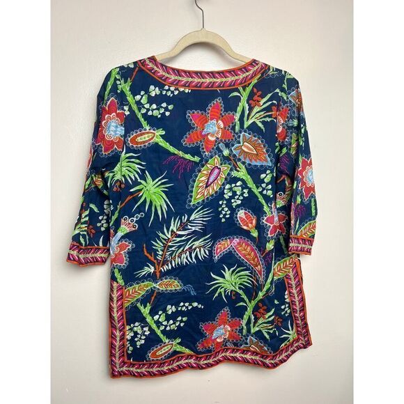 Gretchen Scott Designs Tropical Cotton Tunic Top Sz. S - Picture 3 of 4